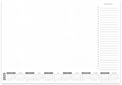 PuK Krämmer GmbH Papier-Schreibtischunterlage mit Kalender 2026 | DIN A2 | 25 Blatt zum Abreißen mit To Do Liste | wahlweise mit Kantenschutz | Schreibtischunterlage Papier A2 Kalender 2026