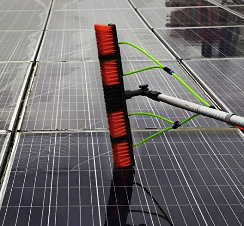 TYHAYJYK 9 m Lange Fensterreinigungsstange, Stange mit Wasser-/Schlauchzufuhr, Reinigungsbürstenausrüstung mit Abzieher, Fensterreinigungsbürstenausrüstung, Reinigung von Photovoltaik- und Solarmodul