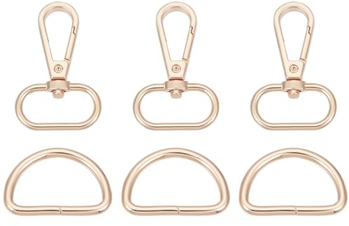 Beebeecart 1 Box 10 Metall Karabinerhaken Drehbare Druckknöpfe Mit D Ringen Goldene Schlüsselanhänger Haken Clips Für Schlüsselband Geldbörse Taschengurte Hardware Ersatz Leder DIY Nähen Basteln