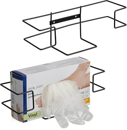 Relaxdays Glove Dispensers, Set of 2, Holder for Disposable Boxes, Wall-Mounted, HxWxD: 9.5 x 28 x 9.5 cm, Iron, Black