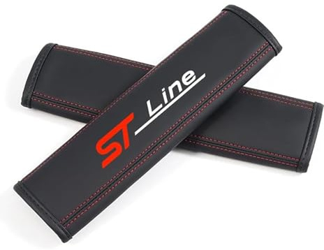 Generico 2 Pezzi Auto Imbottiture Cinture di Sicurezza per Ford Focus EcoSport Kuga Mondeo Fiesta Puma ST-Line, Rimovibile Copri Cintura Auto Copertura Protezione della Spalla,Black