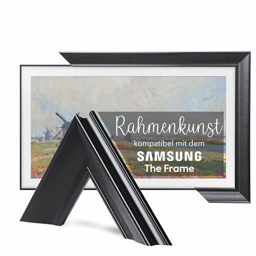 65-Zoll-TV-Rahmen kompatibel mit Samsung The Frame & Pro, Modernes Schwarz, geeignet für wandmontierte Fernseher
