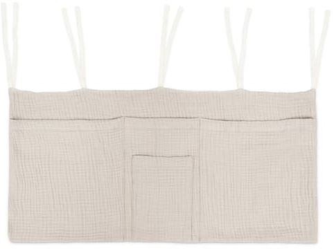 Ehrenkind® Bett Organizer zum Einhängen | Praktische Betttasche für Ordnung am Bett & im Kinderzimmer | Bettaufbewahrungstasche für Bücher & Kuscheltiere | Beige