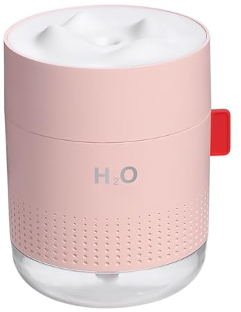 Nicear USB laddningsbar mini luftfuktare med LCD stämningsbelysning 500 ml Bärbar luftfuktare för kontorsväxter i sovrum 12 timmar Drifttid Tyst imma och nattljus (rosa)