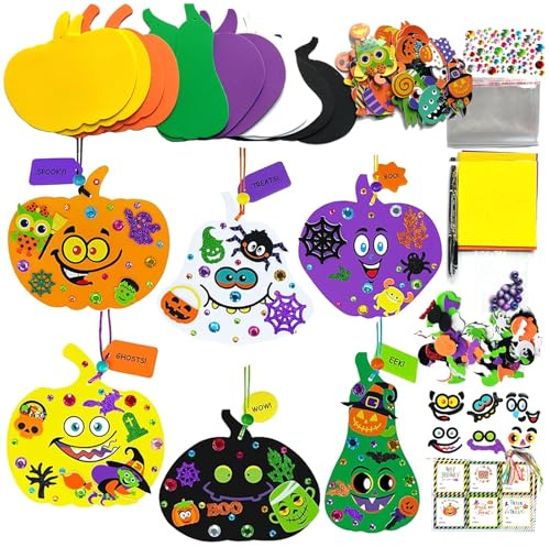 Ljevandria Halloween Basteln Kinder, 12 Stück Schaumstoff Kürbis Bastelset Herbst Basteln mit Kindern für ab 3 jahre, deko Halloween Accessoires Kinder (12 Halloween-Kürbisse)