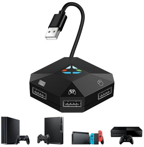 DUEQID Adapter Tastatur und Maus konverter für N Switch, Tastatur und Maus Adapter Kompatibel mit PS4/PS3/Xbox360/Xbox One Konsolen, Unterstützt Benutzerdefinierte