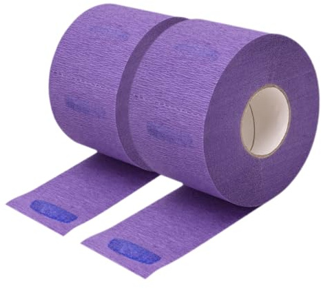 Tiras de Papel Cuello Desechables 2 Rollos Púrpura | Crepe Paper, Ajuste Cómodo, Uso Profesional en Salones, Protección Frente a Tinte y Corte