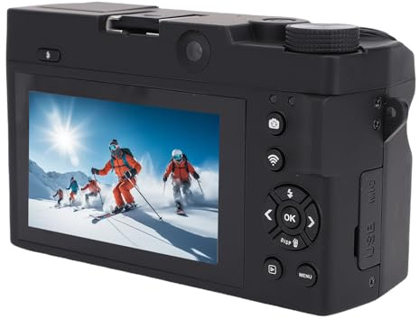 Akozon Cámara Digital 4K para Fotografía 75MP HD Lente Dual WiFi Cámara sin Espejo con Zoom Digital 18x con Linterna de Pantalla de 3 Pulgadas para Viajes (Black)