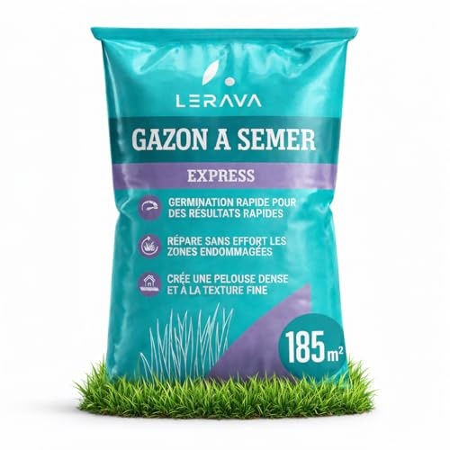 LERAVA® EXPRESS Rasensamen schnellkeimend Frühjahr (185m²) | Grassamen Trockenrasen & Schattenrasen Samen | Sport und Spielrasen Nachsaat | Rasensaat turbo Rasennachsaat schnellkeimend