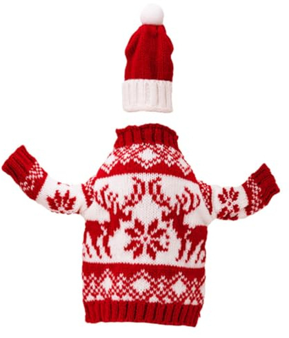 TOPPERFUN Housse pour Bouteille de Vin de Noël Décor de Table Vêtements pour Bouteille de Vin Accessoire pour Fête de Noël