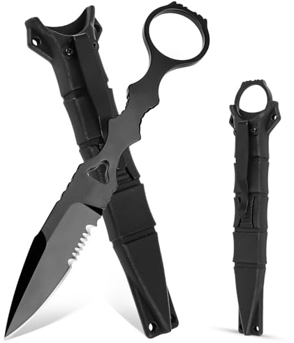 Fonyet Outdoor Messer mit Kydex Scheide, 17cm Full Tang Klein Messer Gürtelmesser Scharfes Survival Messer für Camping, Geschenke für Männer (A)