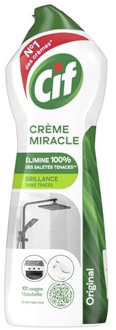 Cif Crème à Récurer Miracle Original Nettoyant Multi-Surfaces 750ml | Élimine les taches tenaces sur le nettoyant multi surface, particules 100% naturelles, usage cuisine et salle de bains