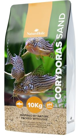 NatureHolic Corydoras Sand I wasserneutraler natürlicher feiner Abgerundeter Sand fürs Aquarium mit Panzerwelsen und grabenden Aquarium Schnecken