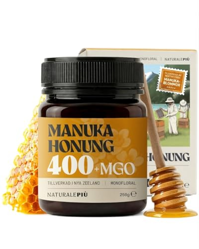 NaturalePiù Miele di Manuka 400+ MGO da 250 gr. Prodotto in Nuova Zelanda, Attivo e Grezzo, Puro e Naturale. Metilgliossale Testato da Laboratori Accreditati | prodotto in Nuova Zelanda, attivo e ruvido, puro e naturale, testato su metilgliossale da laboratori accreditati