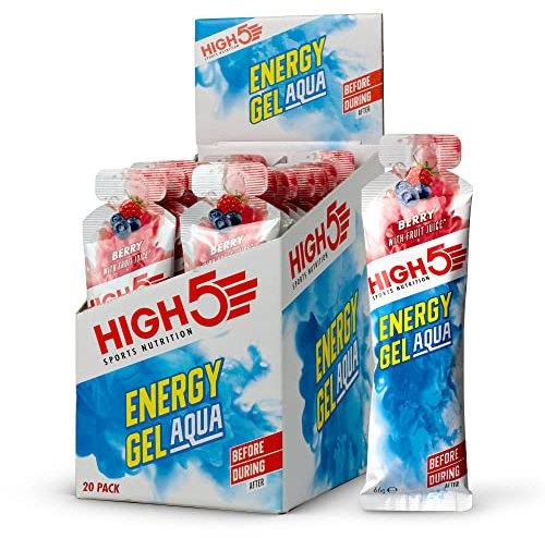 HIGH5 Energy Gel Aqua - Quick Release Sports Gels to Power Muscles for Peak Performance - Natural Fruit Juice & Caffeine-Free - Energy Boost for Running, Cycling and Endurance (Berry, 20 x 66g)