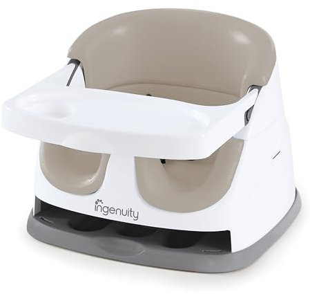 Ingenuity 2 in 1 Sitzerhöhung Stuhl, Babysitzerhöhung & Kleinkindersitz mit abnehmbaren Tablett, Essen & Fütterung Sitz für Kleinkinder, leicht zu reinigen, ideal für unterwegs, Beige, ab 6 Monaten