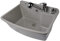 GOSPO Ausgussbecken mit ausziehbare Armatur, Waschbecken 61 x 44 x 23,5 cm, Waschtrog mit Seifenspender, Siphon, Spülbecken inkl. Zubehör, Waschraum, Industrie Waschtisch (grau)
