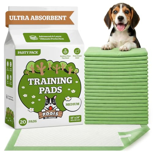 Pogi Welpenunterlagen – 45 × 60 cm, mittelgroß, umweltbewusst, für kleine Hunde – 20 Stück