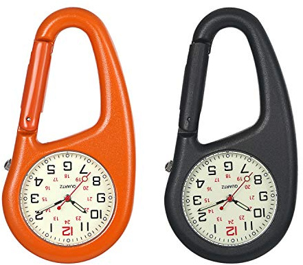 JewelryWe Taschenuhr mit Karabiner Befestigung Leuchtendes Gesicht Analog Quarz Uhr für Ärzte Krankenschwestern Sanitäter Köche