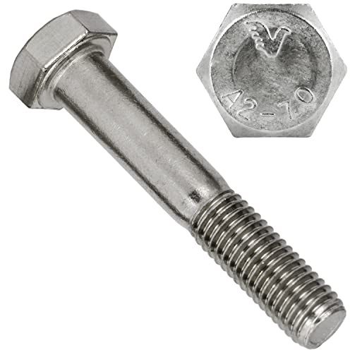 OPIOL QUALITY® Sechskantschrauben mit Schaft DIN 931 / ISO 4014 M12x200 mm aus Edelstahl A2 V2A (2 Stück) Maschinenschraube mit Teilgewinde Schraube Sechskant Maschinenschrauben