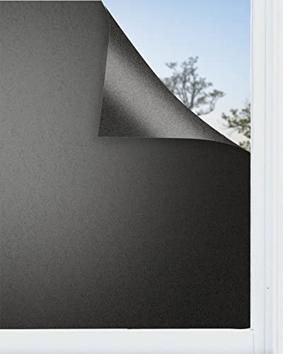 Panorama Fensterfolie Schwarz 120x200 cm - Milchglasfolie Selbstklebend Fenster - Klebefolie