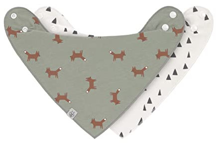 LÄSSIG Baby Lätzchen Halstuch Dreieckstücher Set 2 Stk. Bio-Baumwolle Druckknopf wendbar/Baby Bandana Little Forest Fox