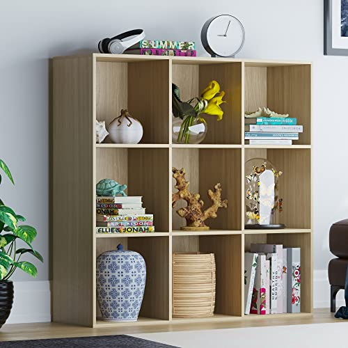 Vida Designs Durham Cube Bibliothèque de Rangement pour Salon ou Bureau (9 Cubes, chêne)