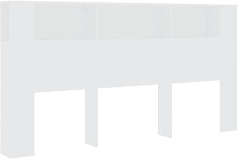 vidaXL Bett Kopfteil mit Ablagen und Regal - Wand-Kopfteil Bücherregal Betthaupt für Schlafzimmer - Weiß 200x18,5x104,5cm