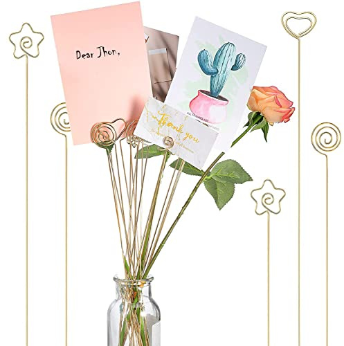 WANGCL 30 Stück Metall-Kartenhalter mit Blumenmuster, 33 cm, Tischkartenhalter, Ständer, Bilderhalter, Clips für Hochzeit, Party, Geburtstag, Büro, Meeting