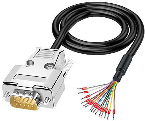 ANMBEST DB15 VGA Male Solderless Breakout with 5Ft 24AWG Replacement Cable | Metal Shell, 3+9 DB15 3Row, Serial Plug to 15-Pin Port, Terminal Male Adapter, Breakout Board Connector