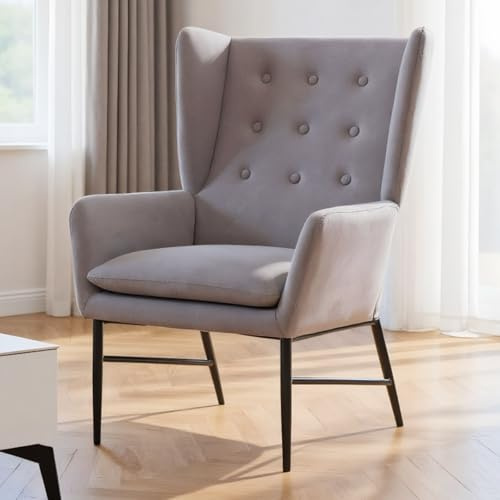 chairus Einzelsofa Loungesessel Samt Polsterstuhl mit Armlehne Gepolstert Wannenstuhl Seitenstuhl für Balkon Wohnzimmer (Grau#2)