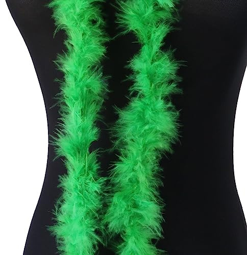 SYSUII 2 Stück Federboa Boa Truthahnfedern Flauschige Girlande Feder-Schal Verkleidung Partyzubehör Karneval Schal für Damen Kinder Karneval Fasching Stola Kostüm Mottoparty 2M pro Farbe - Grün