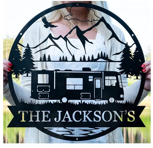 Custom Motor Home Camper Sign | Metal Outdoor Camping Sign | Family Camp Sign | Mountain Camping Gift | Sign for Campers | Campground Sign | RV