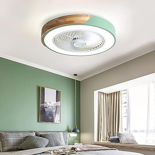 fUfIzU Ventilatore Da Soffitto A LED Da 60 W Con Illuminazione Silenzioso Moderno in Legno Ventilatore Intelligente Invisibile Lampada Da Soffitto Ventilatore Da Soffitto Ultra Silenzioso,Verde