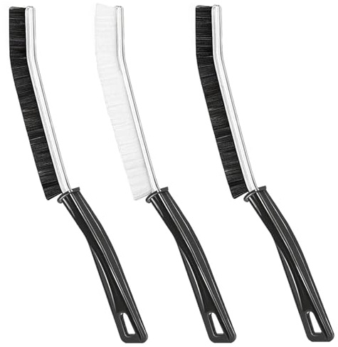 Gap Cleaning Brush with Hard Handle Scrub Deep Cleaning Tile Joints Angled Bristles for Shower Tile, Kitchens Crevices - Multi-Surface All-Around Household Cleaning Tool (3 Pcs)
