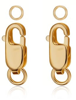 Solid 925 Sterling Silver Lobster Clasp with Closed Jump Rings for Necklaces Bracelet Or Jewelry Making 2Pcs Champagne Gold Clasp 10#, Made in Italy