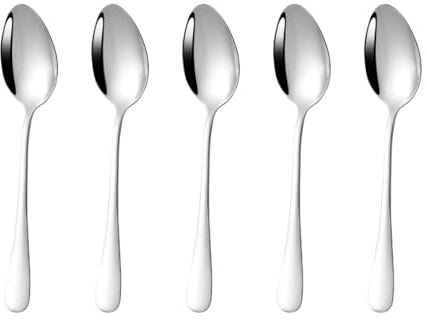 KSUKTSW Lot de 5 Cuillères à Café, 12cm Cuillères à Dessert, Cuillères en Acier Inoxydable, Petites Cuillères, pour la Maison, Le Restaurant, la Cuisine