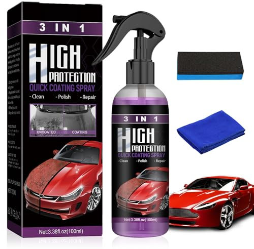 Polish Auto Rimuovi Graffi, 3 Pezzi High Protection Spray 3 in 1, Rivestimento Rapido per Auto Nuovo e Migliorato, Ceramic Coating Auto Ripara, Rinnova Auto Carrozzeria Rimuovi Graffi