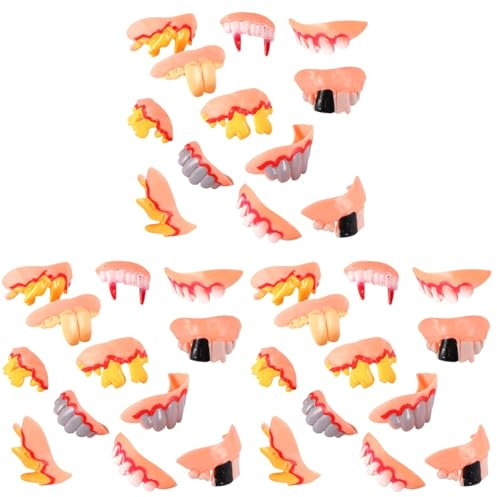 SAFIGLE 60 STK Zahnersatz - Kosmetische Zähne für Frauen: Vampir-Kostüm, Reißzähne, Prothese, lustige für Modelle, Party-Zähne-Modell, Halloween-Gebiss, Requisiten, Kleidung, Spielzeug, Kies