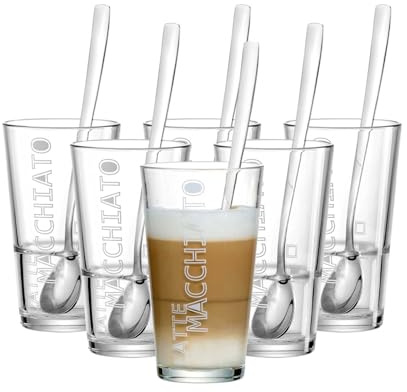 Ritzenhoff & Breker Latte Macchiato Gläser Lena mit Löffel, 12-teilig, 350 ml, Kaffeegläser für 6 Personen