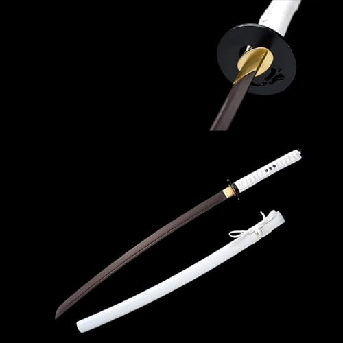 (103 cm) trä katana, handgjord samurai-svärd, Katana svärd, japanskt bokken svärd + foder, för Iaido Prop anime cosplay rekvisita födelsedagspresenter jul män kvinnor (vit)