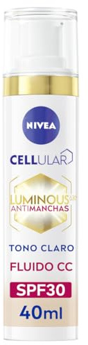 NIVEA Cellular Luminous630 - Fluido CC Antimanchas SPF30 3-en-1 - CC Cream Triple Acción - Cubre y Reduce las Manchas - Protector Solar Facial con Color - Todo Tipo de Piel - Tono Claro - 40 ml