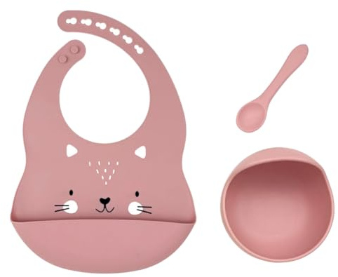 Generico Set pappa e svezzamento bavaglio con la tasca anticaduta e il piatto con la ventosa