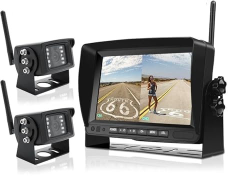 Webcam Recul Voiture Moniteur DVR Sans Fil AHD Haute Définition Camion 7 Pouces Vision Nocturne 1280x720 Enregistreur Sauvegarde Inversée Caméra Wifi Bus Et Voiture Caméra Recul(Size:4 cameras add 128