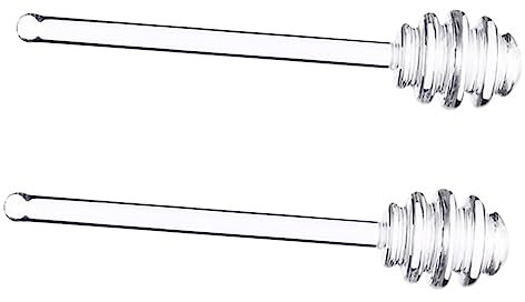 Alipis 2 Piezas Palitos de Miel de Plástico Transparente con Agitador para Café, Mermelada y Sirope – Dispensador de Miel Antigoteo para Cocina Saludable