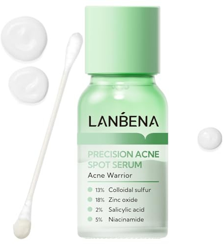 LANBENA 2% Salicylic Acid Spot Serum, 8H Rapid Acne Treatment for Acne-Prone Sensitive Skin, Fast-Acting Dry Out Pimples, Fade Acne Marks, Redness Relief, Overnight & Period Breakouts, 0.42 Fl Oz