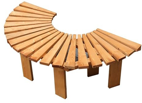 Halbrunde Gartenbank aus Holz, Baumbank zum Umwickeln Einer Parkbank, wetterfeste Außenbänke mit glatter Oberfläche, für Park, Hof, Terrasse, Deck, Rasen (Farbe: Natur)