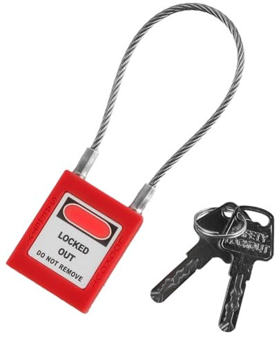 Tiardey Lucchetto Generico in Acciaio Inossidabile con Cavo, Blocco, Isolamento, Lucchetto di Sicurezza, Lucchetto di ingegneria, Blocco, Trave Lunga, Blocco, Isolamento (Rosso)
