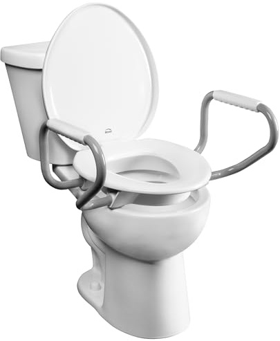 Bemis Pure Care® 750 Plus Toilettensitzerhöhung mit Griffen, 7,5 cm erhöhter WC-Sitz mit Stützarmen & Anti-Rutsch-Stoßfängern, Toilettensitz aus Kunststoff, Ultra-Fix®, einfache Installation