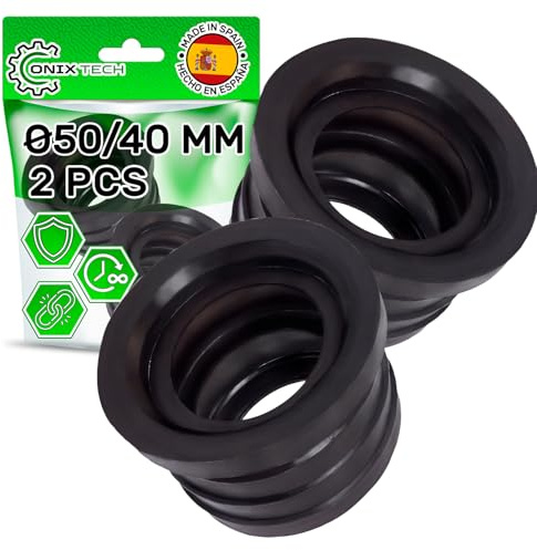 2 Siphon Dichtung Ø50/40mm Gummirohradapter - Garantie 5 Jahre - ONIX TECH